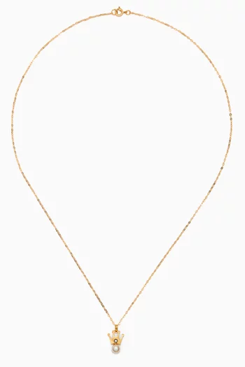 My Princess Diamond Pendant with Pearl in 18kt Yellow Gold 