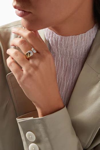 Sculpted Cable Diamond Ring in 18kt Yellow Gold