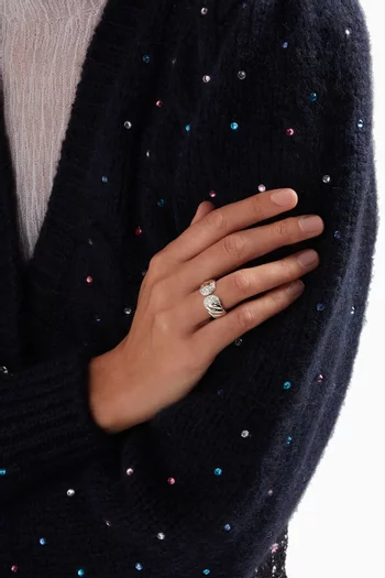 Sculpted Cable Diamond Ring in Sterling Silver