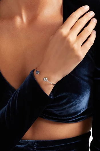 Akila Pearl Cuff Bracelet with Sapphires in 18kt White Gold
