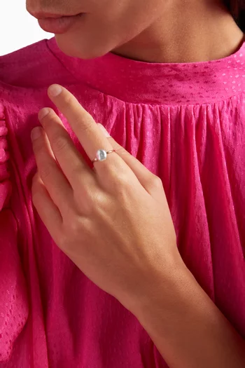 Pearl Ring with Diamond in 18kt Rose Gold