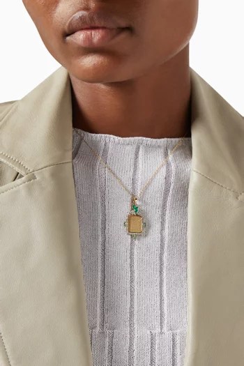 Ayut al Kursi Emerald Pendant with Diamonds in 18kt Yellow Gold        