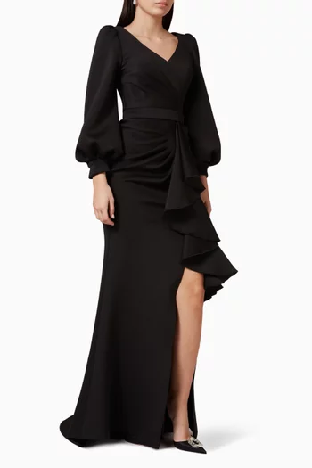 Ruched Gown with Ruffles