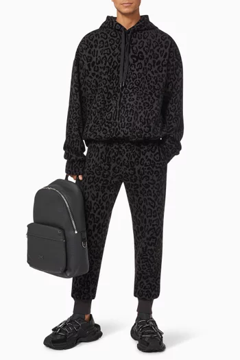 Flocked Leopard Print Jogger Pants in Jersey  