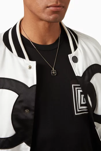 DG Interlock Square Enamel Necklace in Brass