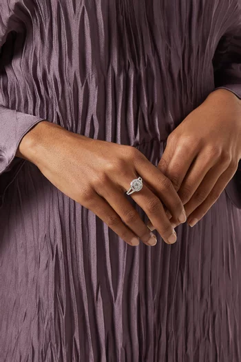 خاتم 168 مرصع بماس ذهب أبيض عيار 18