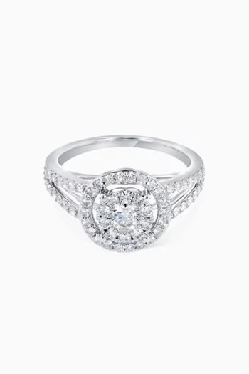 خاتم 168 مرصع بماس ذهب أبيض عيار 18