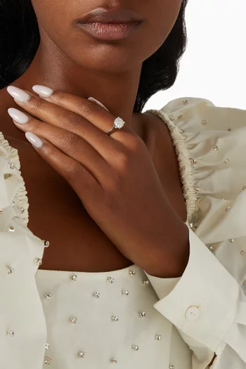 خاتم 168 مرصع بماس ذهب أبيض عيار 18