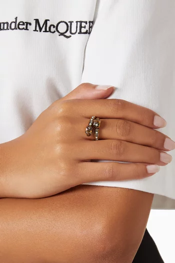 Wrap-around Skull Ring in Brass