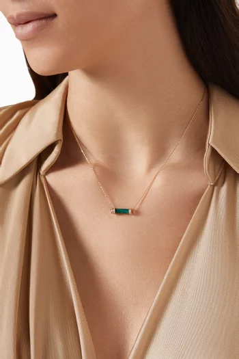 Pillar Malachite & Diamond Necklace in 18kt Rose Gold