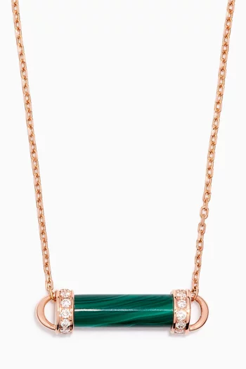 Pillar Malachite & Diamond Necklace in 18kt Rose Gold