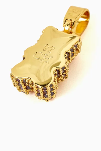 Pave Nostalgia Bear Pendant in 18kt Gold-plated Brass