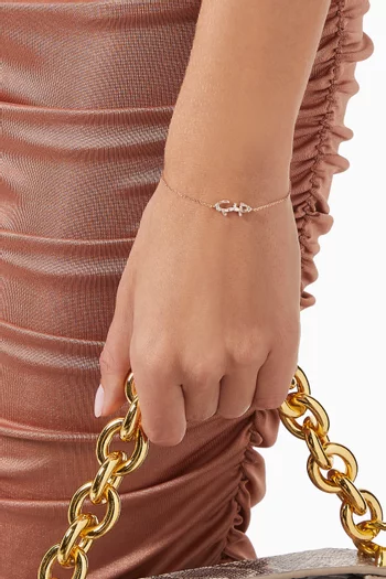 "Hob/Love" Bracelet with Baguette Diamonds in 18kt Rose Gold  