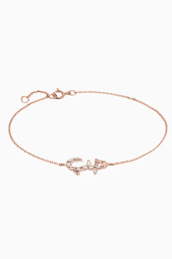"Hob/Love" Bracelet with Baguette Diamonds in 18kt Rose Gold  