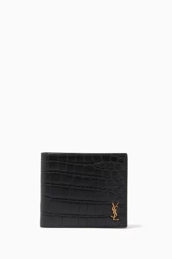 Tiny Monogram East/West Wallet in Crocodile-embossed Leather      