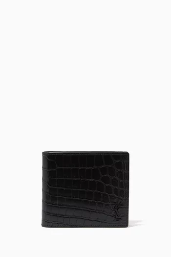 Tiny Monogram East/West Wallet in Croc-embossed Leather     