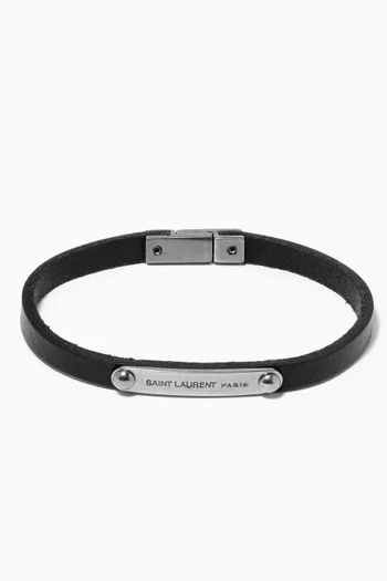سوار جلد ناعم بحلية شعار SAINT LAURENT