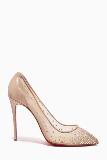 Follies Strass 100 Pumps in Mesh & Lamé Suede
