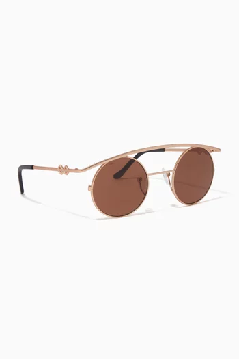 Retro XL Round Sunglasses in Metal       
