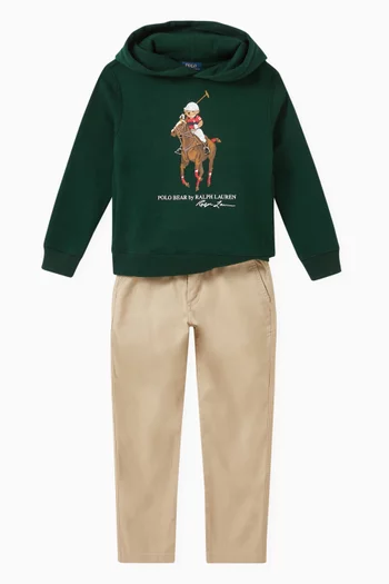 Embroidered Pony Chino Pants in Stretch Cotton  