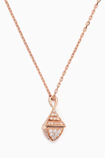 Cleo Mini Rev Diamond Pendant Necklace in 18kt Rose Gold