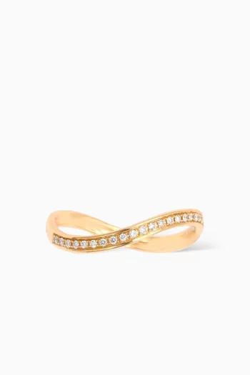 Infinity Band Ring with Diamonds in 18kt Yellow Gold    