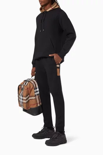 Check Panel Jogging Pants in Brushed-back Cotton Blend    