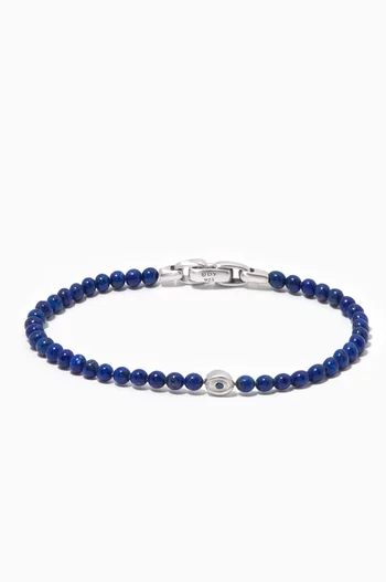Spiritual Beads Evil Eye Lapis & Sapphire Bracelet in Sterling Silver  