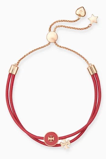Kira Enamel Charm Slider Bracelet in Leather   