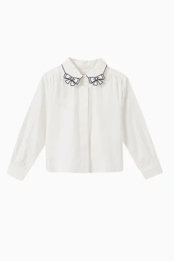 Trudie Bow-embroidered Shirt in Cotton-sateen