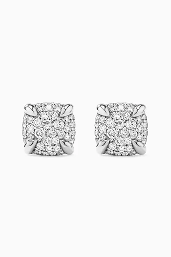 Petite Châtelaine® Full Pavé Diamonds Stud Earrings in Sterling Silver    