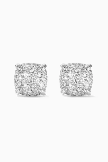 Petite Châtelaine® Full Pavé Diamonds Stud Earrings in Sterling Silver   