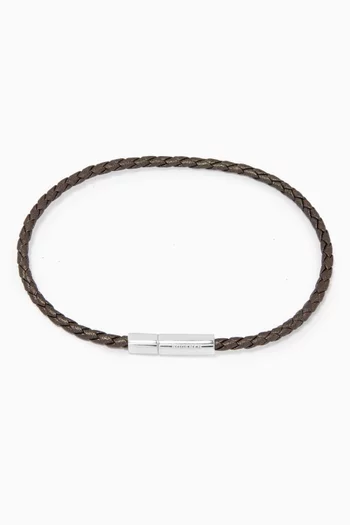 Gianni Bracelet in Sterling Silver & Woven Leather 
