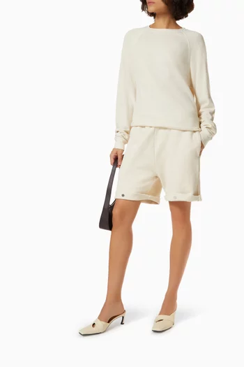 Snap-button Shorts in Brushed Cotton Fleece    