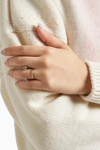 Twin Skull Double Ring in Gold-tone Brass