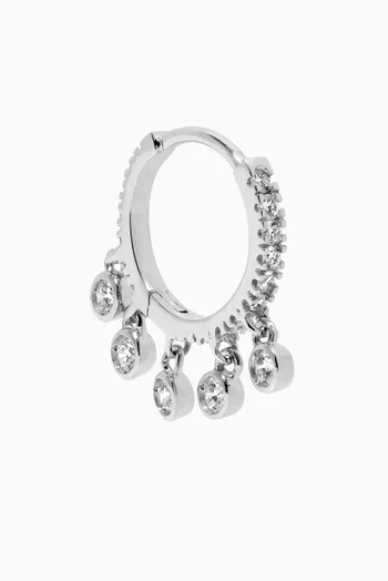 قرط هاجي بحلية متدلية مرصعة بالماس ذهب أبيض عيار 18