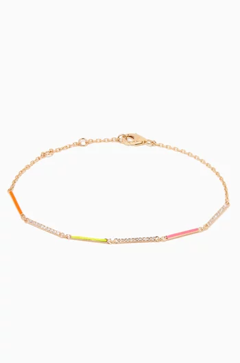 Diamond & Enamel Chain Bracelet in 18kt Yellow Gold