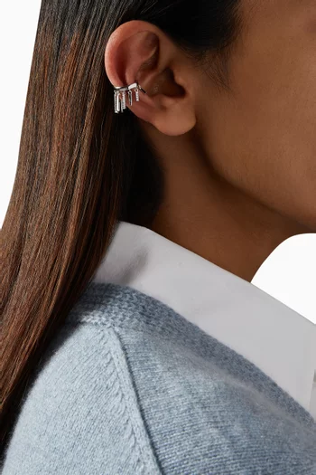 Diamond Bar Single Ear Cuff in 18kt White Gold