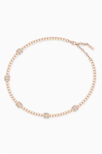 Quwa Square Diamond Necklace in 18kt Rose Gold      