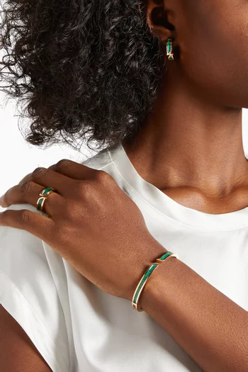 Alif Mosaic Malachite Bangle in 18kt Rose Gold  
