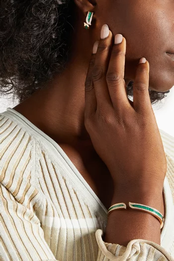Alif Mosaic Malachite & Diamond Bangle in 18kt Rose Gold   