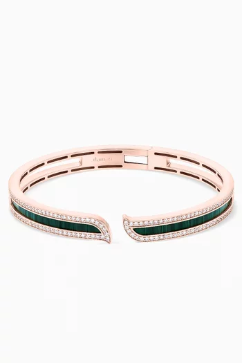 Alif Mosaic Malachite & Diamond Bangle in 18kt Rose Gold   