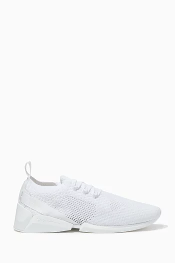 Lace-up Sneakers in Knit Mesh & Melange Leather