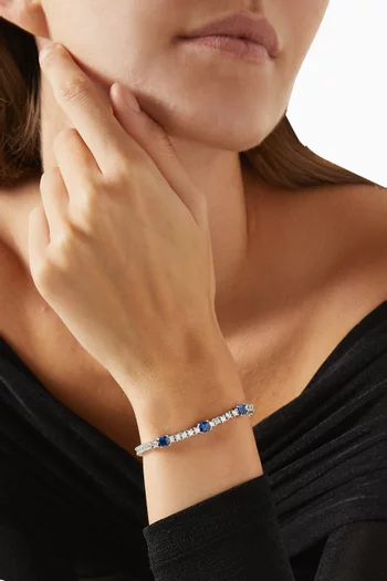 سوار تنس مرصع بثلاثة أحجار مستطيلة نحاس مطلي روديوم