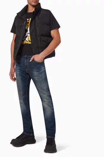 Slim-fit Graffiti Denim Jeans in Cotton 