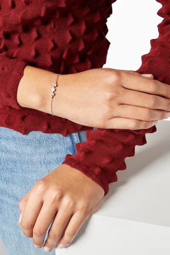 Triple Diamond Motif with Double Chain Bracelet in 14kt White Gold 