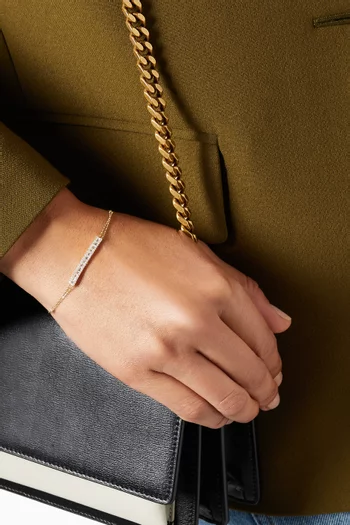 Diamond Plaque Double Chain Bracelet in 14kt Yellow Gold 