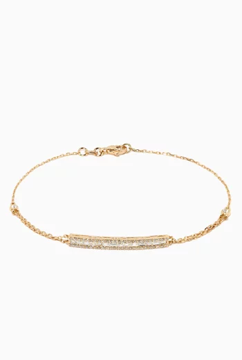 Diamond Plaque Double Chain Bracelet in 14kt Yellow Gold 