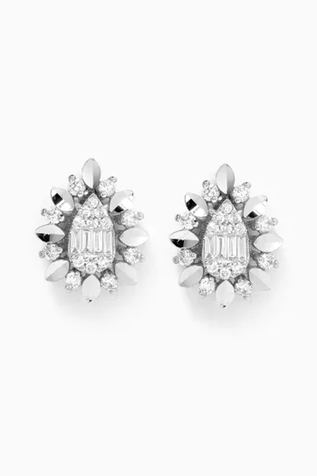 Sunflower Diamond Studs in 14kt White Gold 
