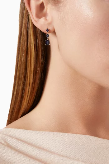 Diamond & Sapphire Pendant Earrings in 14kt White Gold 
